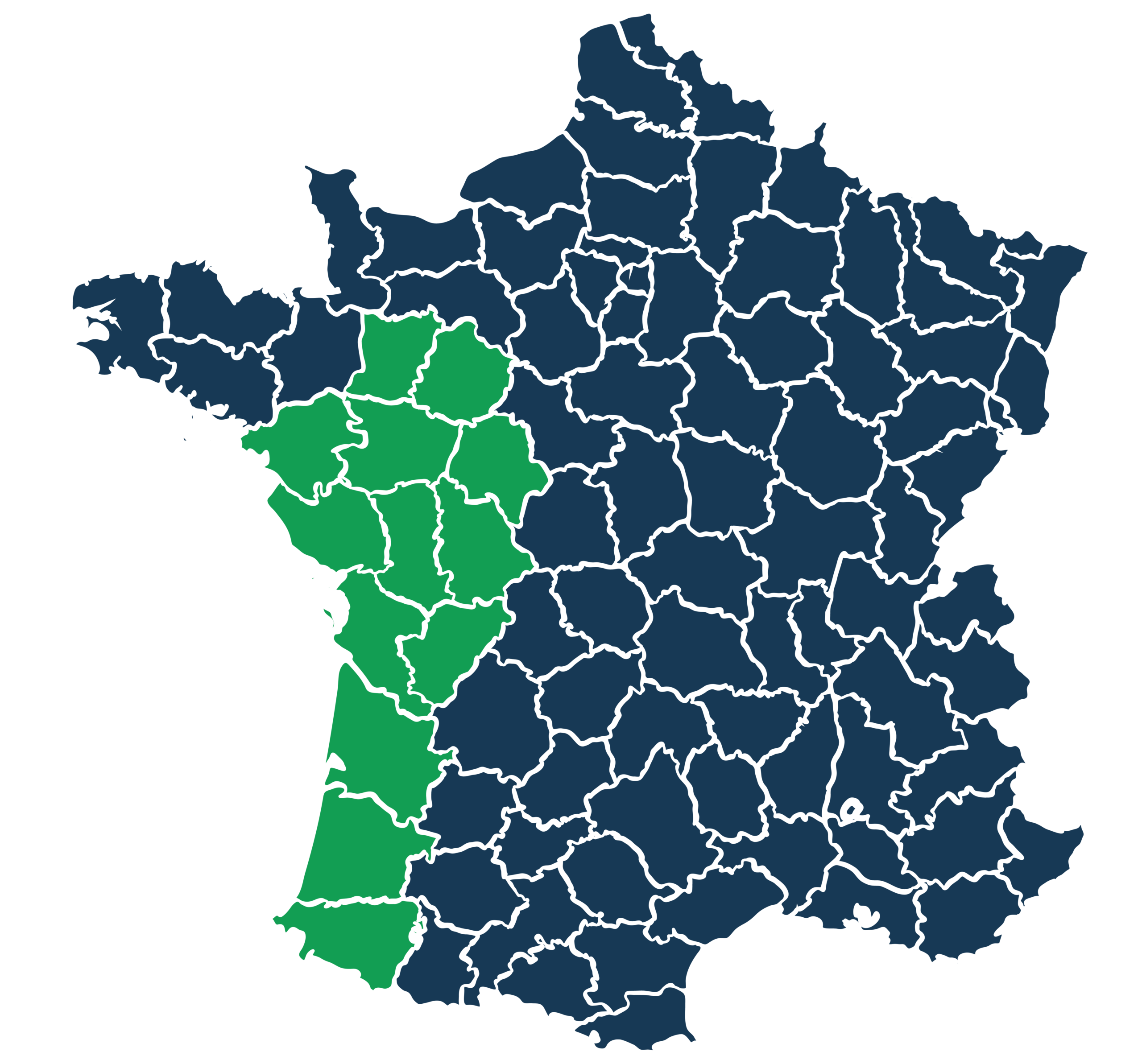 Carte des régions où nous intervenons en France